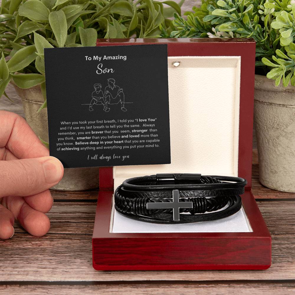 Son You Are Amazing-Luxury Cross Bracelet