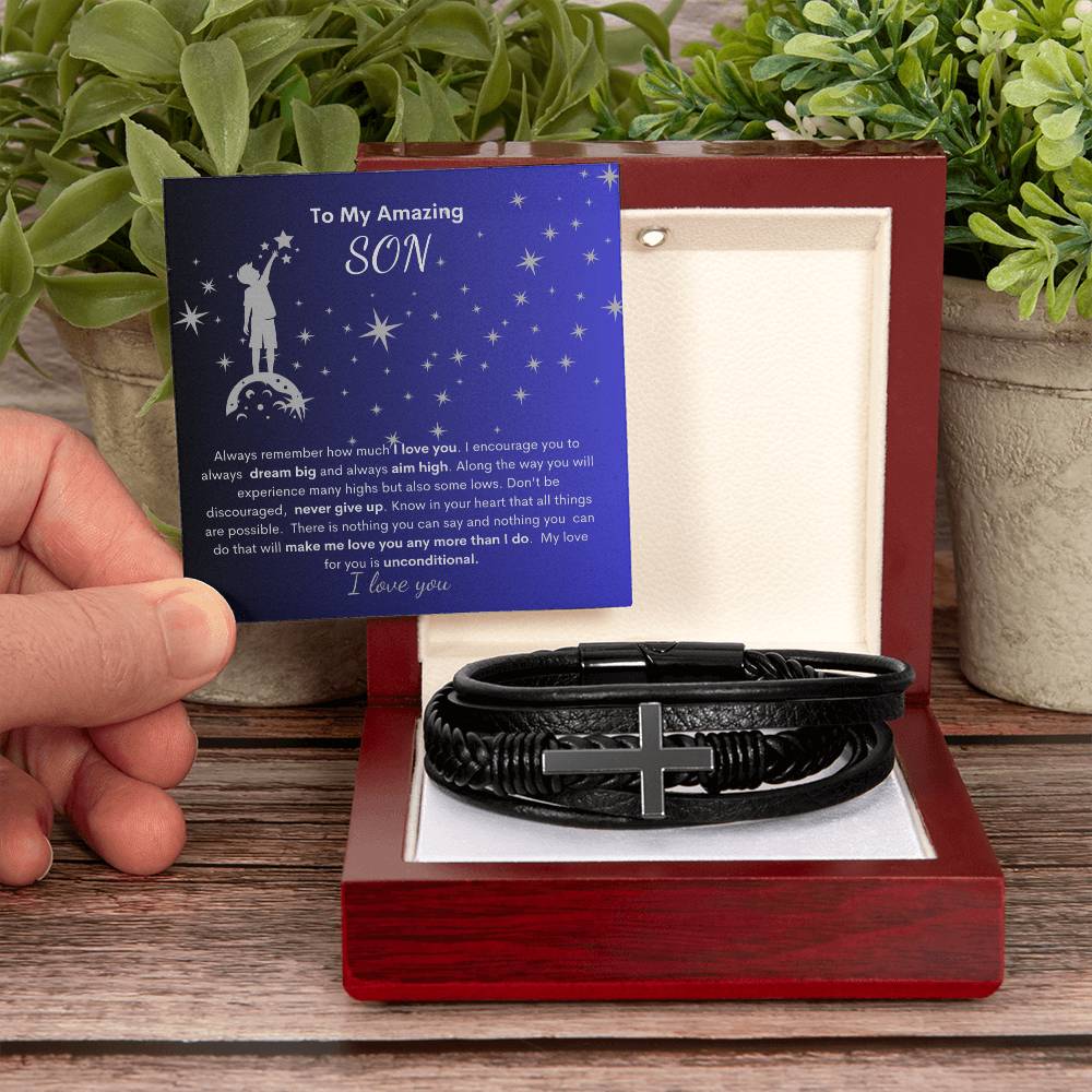 My Son- Reach For the Stars | Cross Bracelet