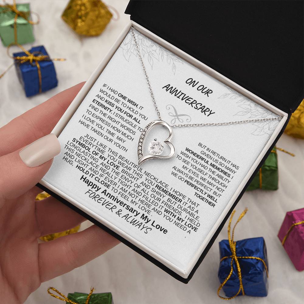 On Our Anniversary-Love Knot White Gold Necklace