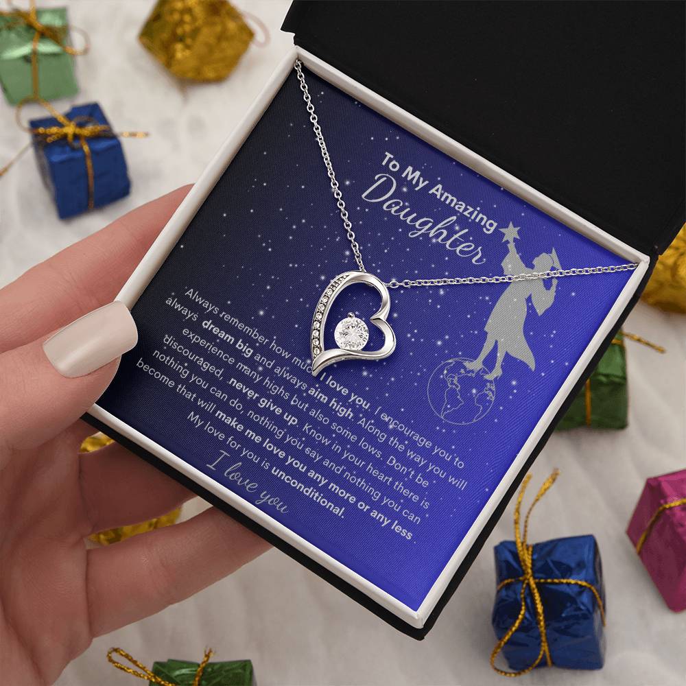 Daughter I Love You | Keep Reaching for the Stars| Forever Heart Necklace