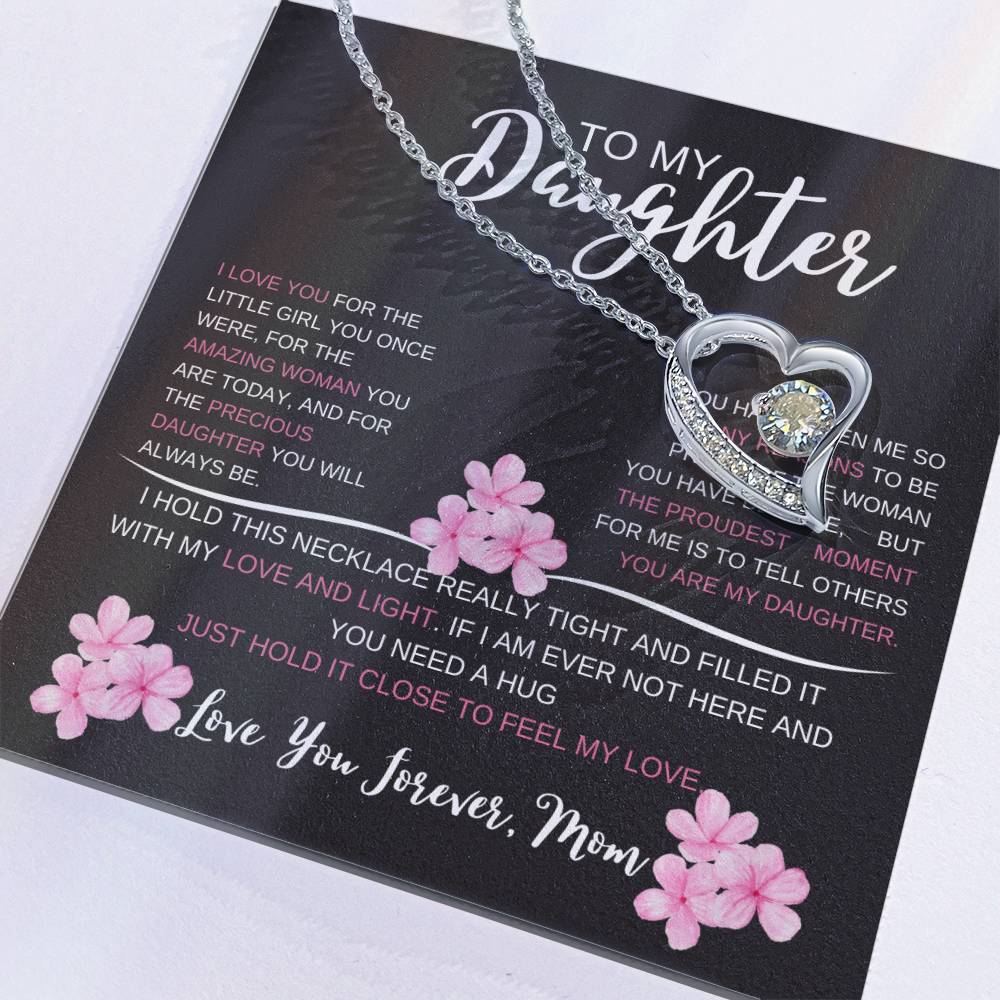 To My Daughter, I Love You Forever Heart Necklace