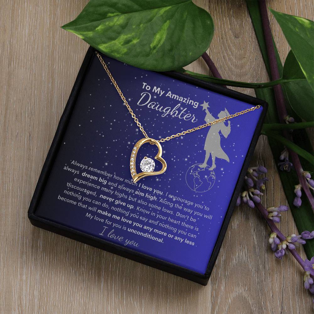Daughter I Love You | Keep Reaching for the Stars| Forever Heart Necklace