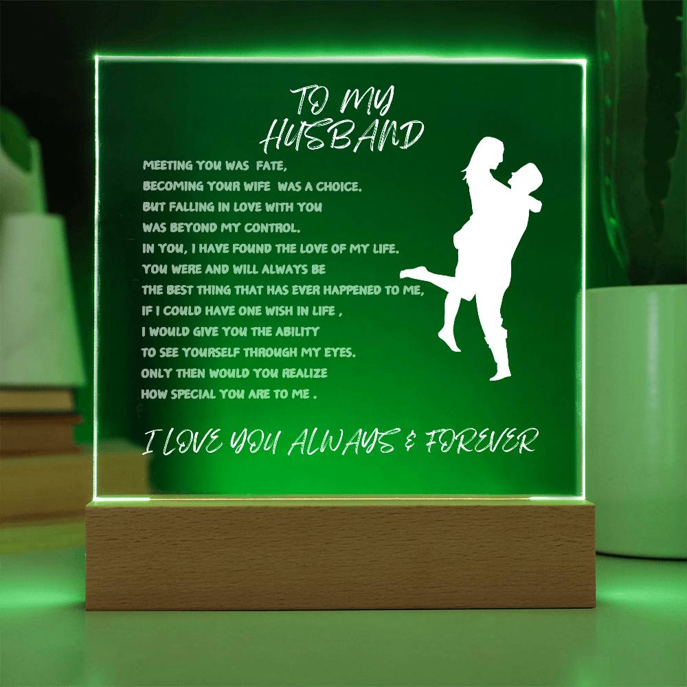 TO MY HUSBAND-SQUARE LIGHTED ACRYLIC PLAQUE