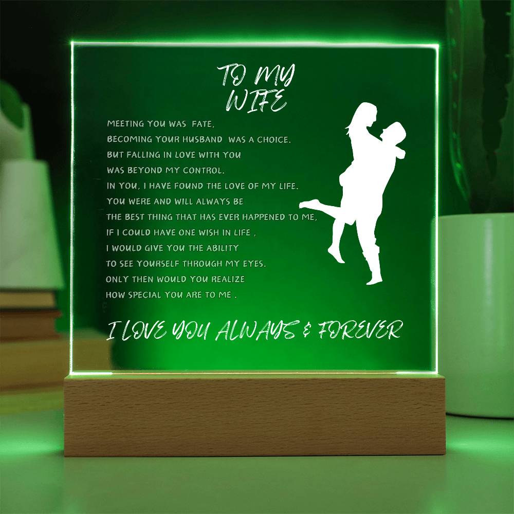 TO MY WIFE- SQUARE LIGHTED ACRYLIC PLAQUE
