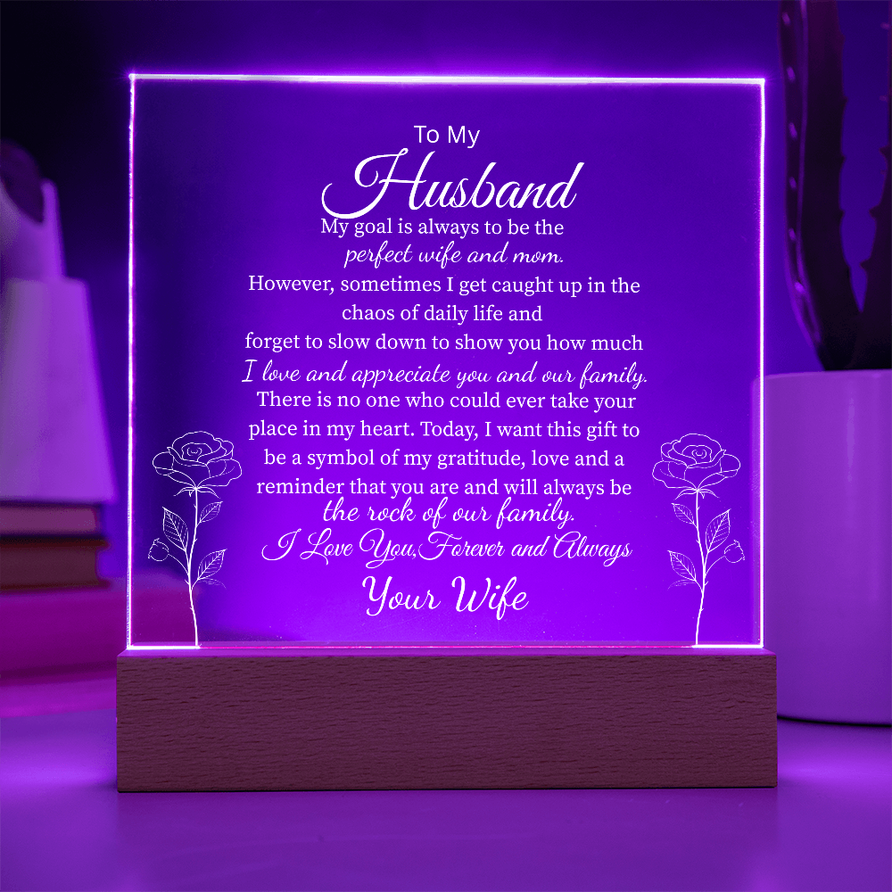 To My Husband, From Your Wife | You Are My Rock Multi-Color Night Light