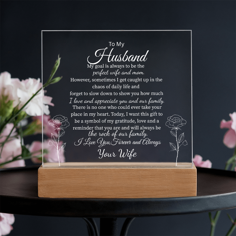 To My Husband, From Your Wife | You Are My Rock Multi-Color Night Light