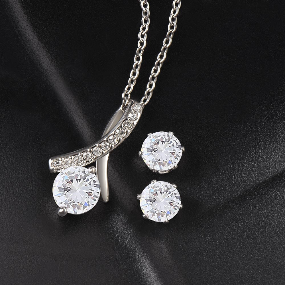 To My Daughter Fix Your Crown-Alluring Beauty Necklace and Earring Set