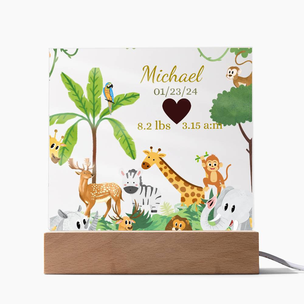 New Born Stats-Keepsake Square Acrylic