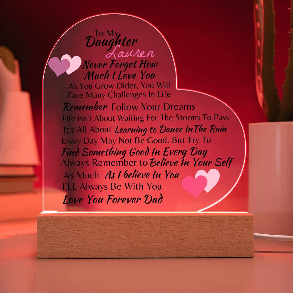 Personalized-To My Daughter -Love You Forever Heart Acrylic Plaque