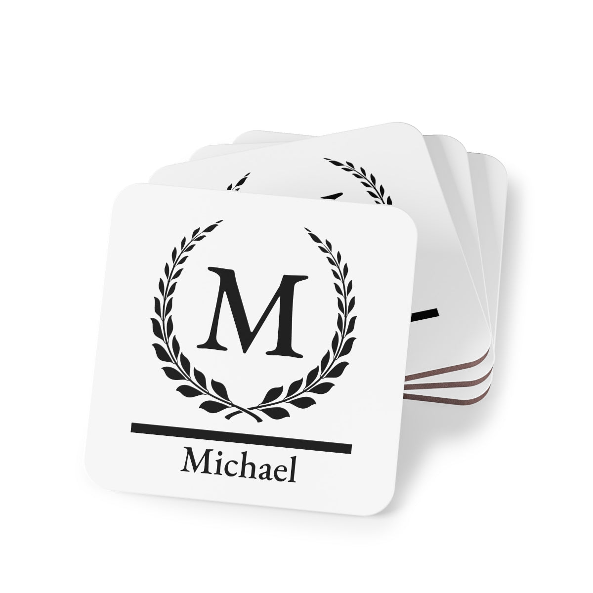 Custom Initial & Name Coasters – Elegant Personalized Drink Coaster ea. or Set