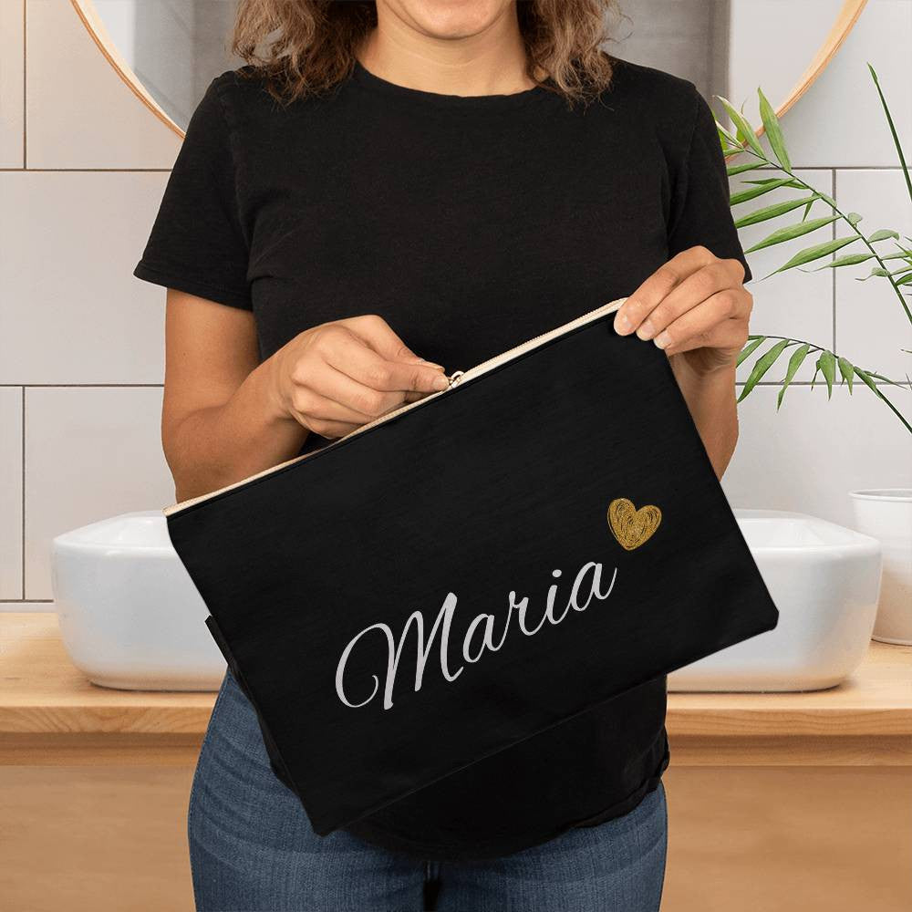 Personalized Bridesmaid Black Cosmetic Bag