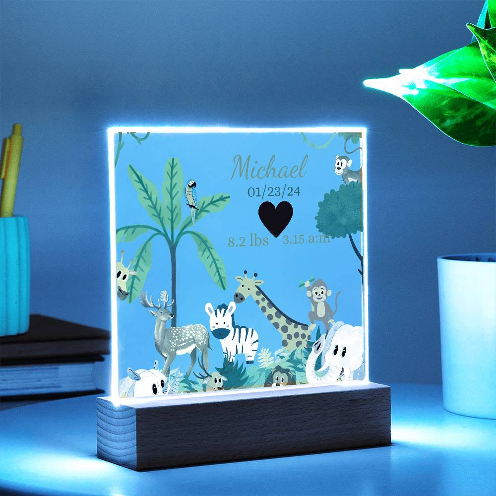 New Born Stats-Keepsake Square Acrylic