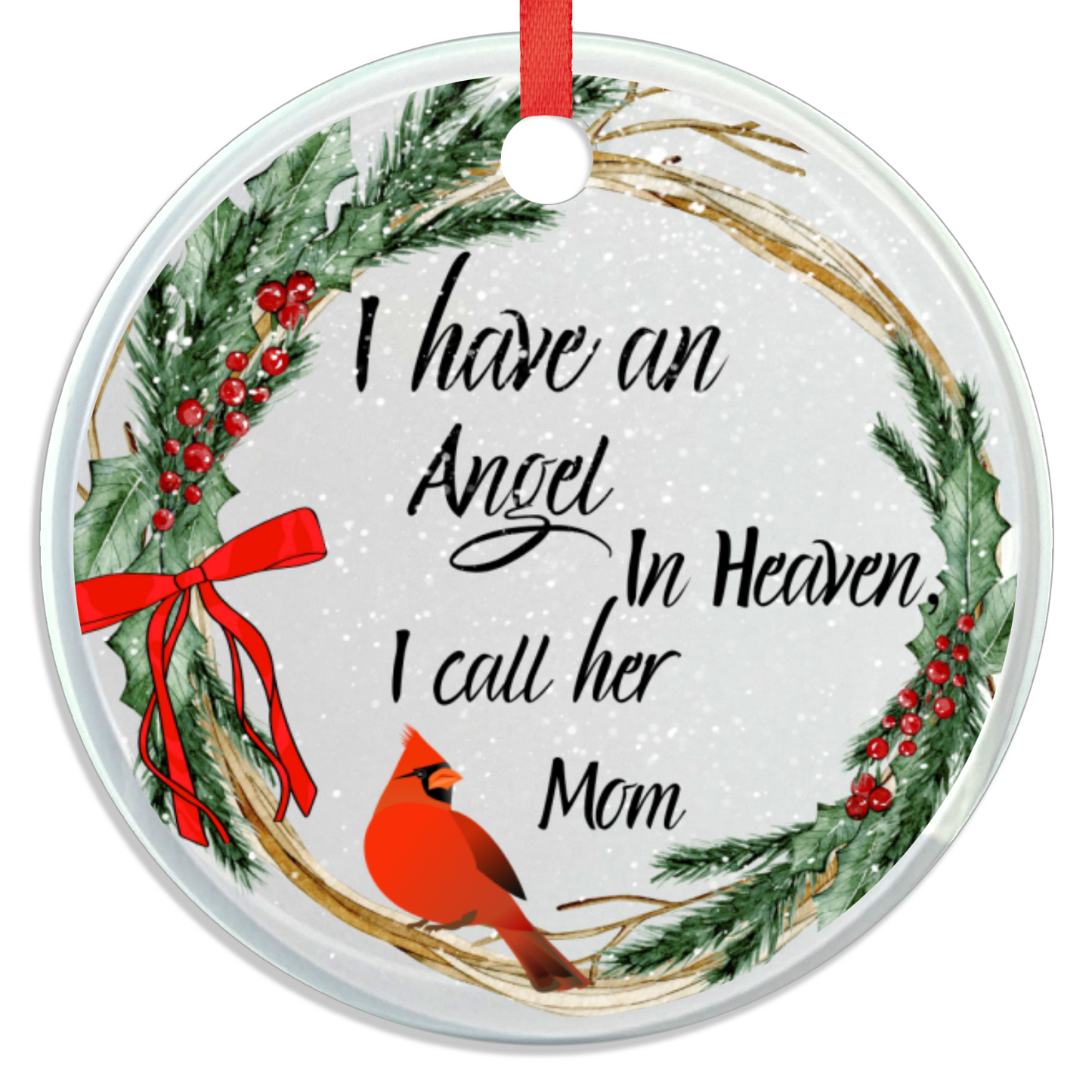 Classic Elegance Mom's Memorial Glass Ornament With Gift Box