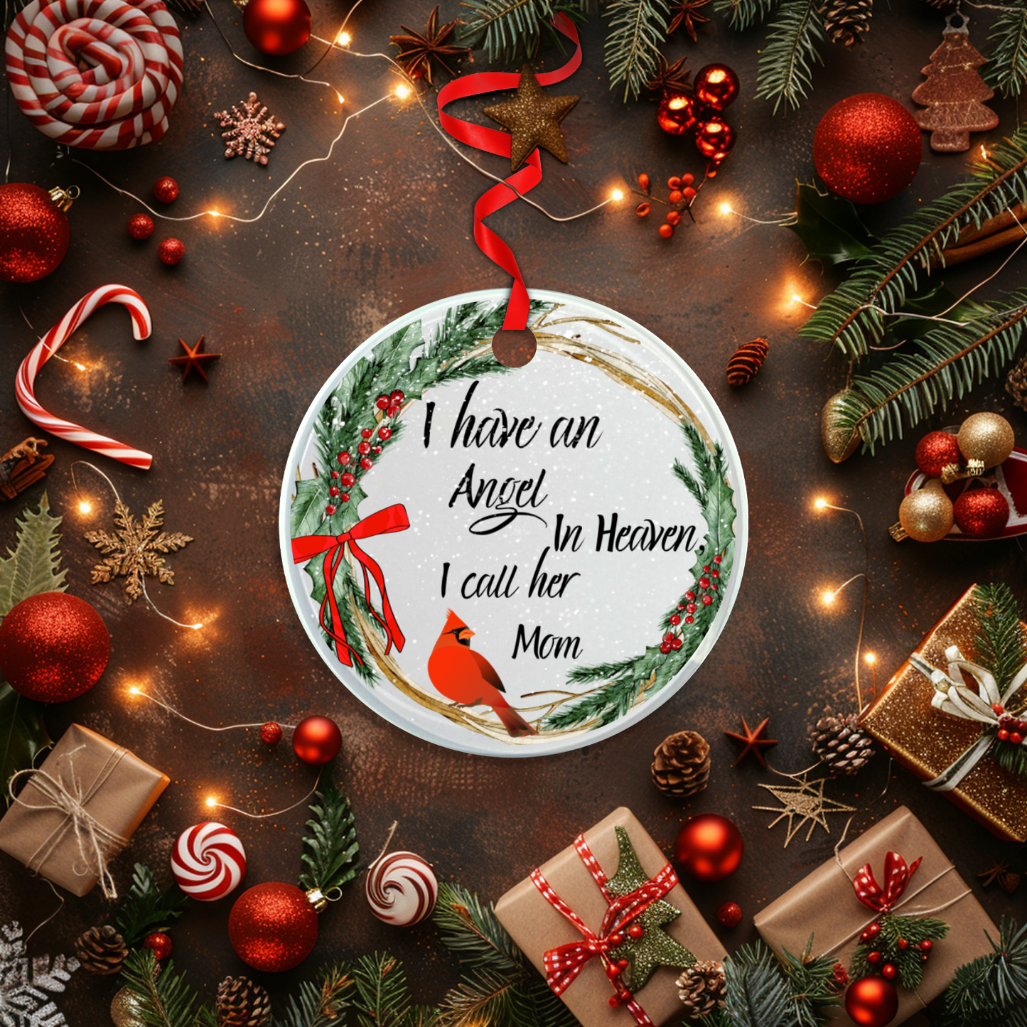 Classic Elegance Mom's Memorial Glass Ornament With Gift Box