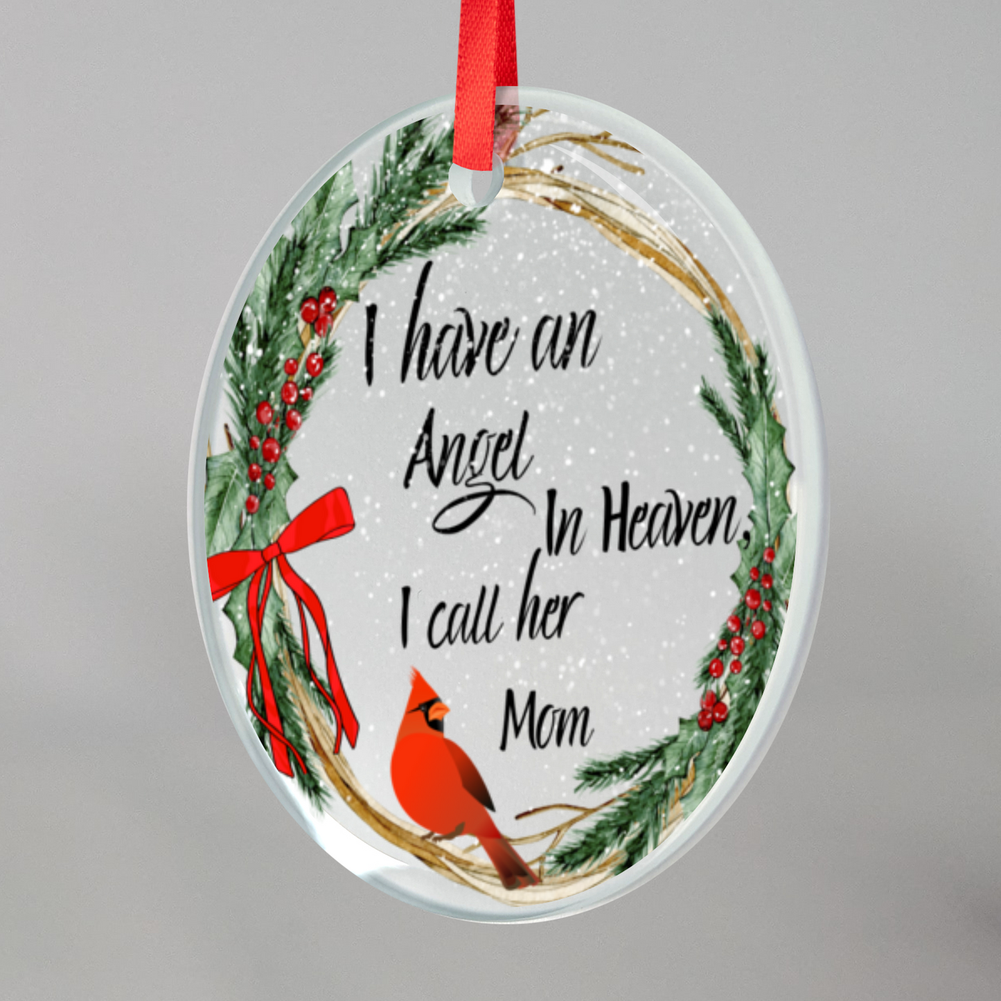 Classic Elegance Mom's Memorial Glass Ornament With Gift Box