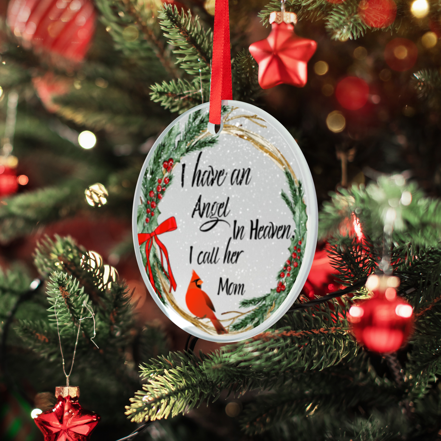 Classic Elegance Mom's Memorial Glass Ornament With Gift Box