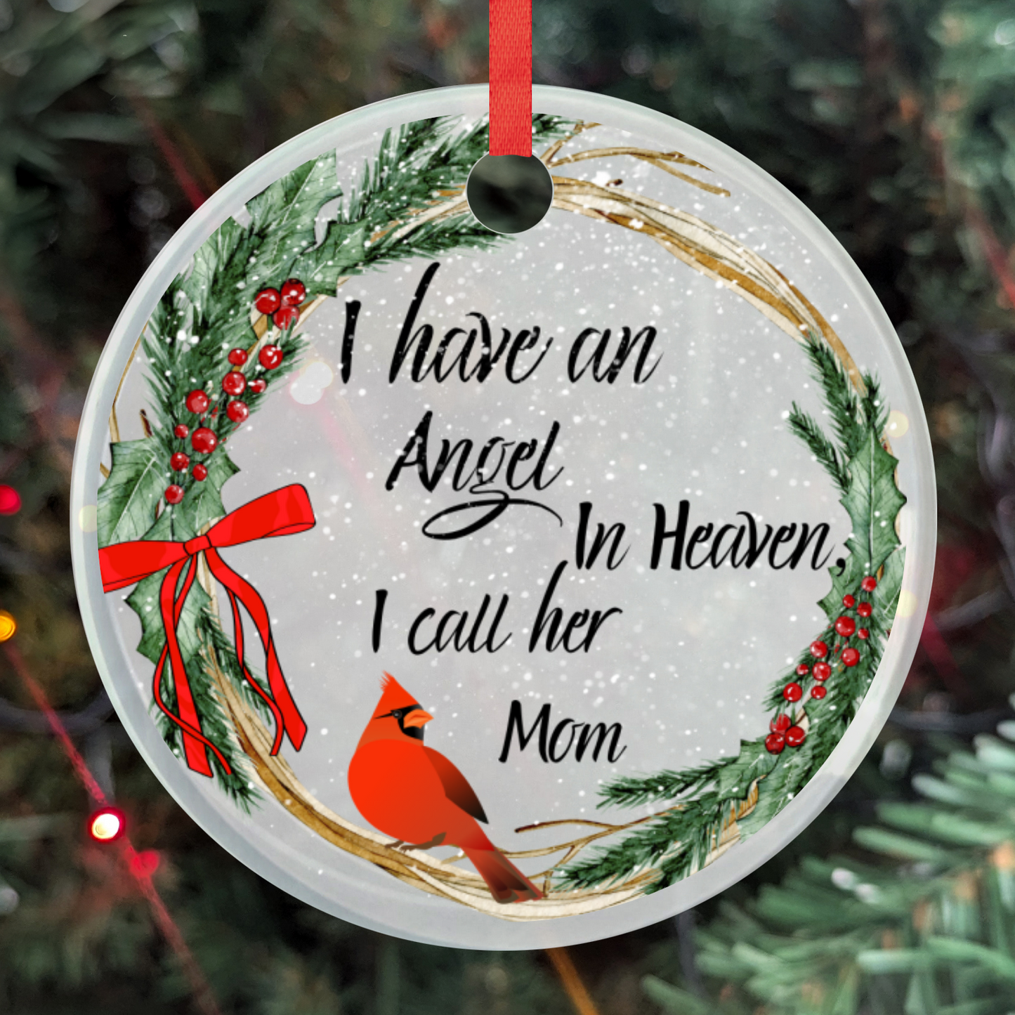 Classic Elegance Mom's Memorial Glass Ornament With Gift Box