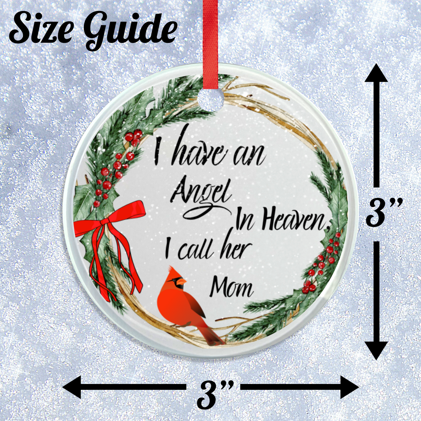 Classic Elegance Mom's Memorial Glass Ornament With Gift Box