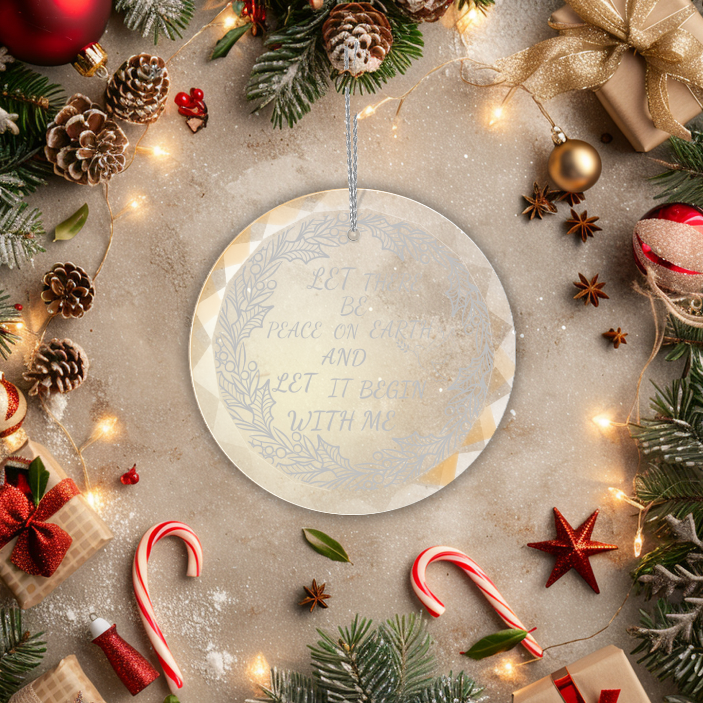 Let Peace Begin With Me Ornament With Gift Box