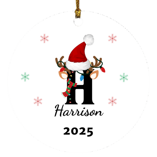 Personalized Initial Name Christmas Keepsake Ornament Gift