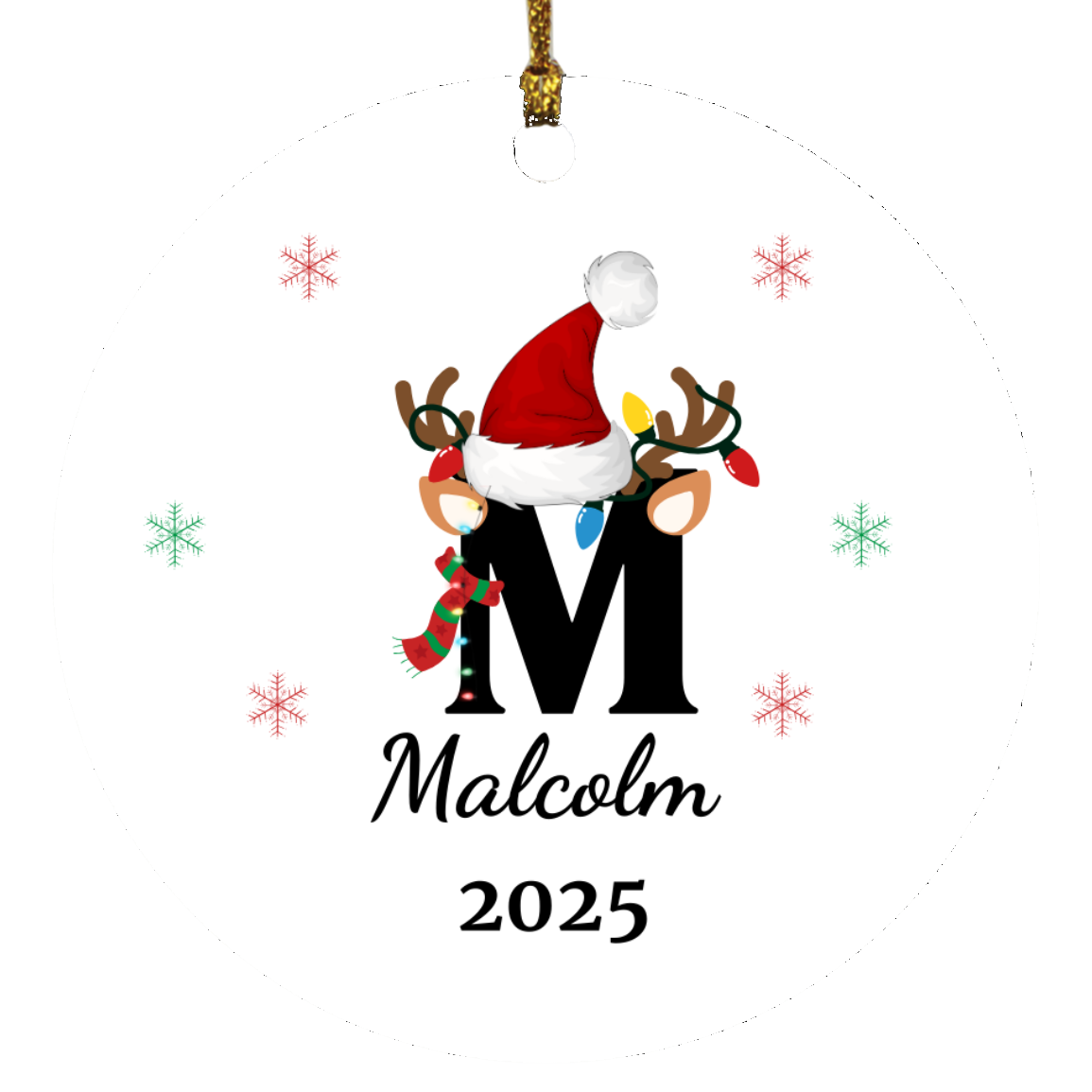 Personalized Initial Name Christmas Keepsake Ornament Gift