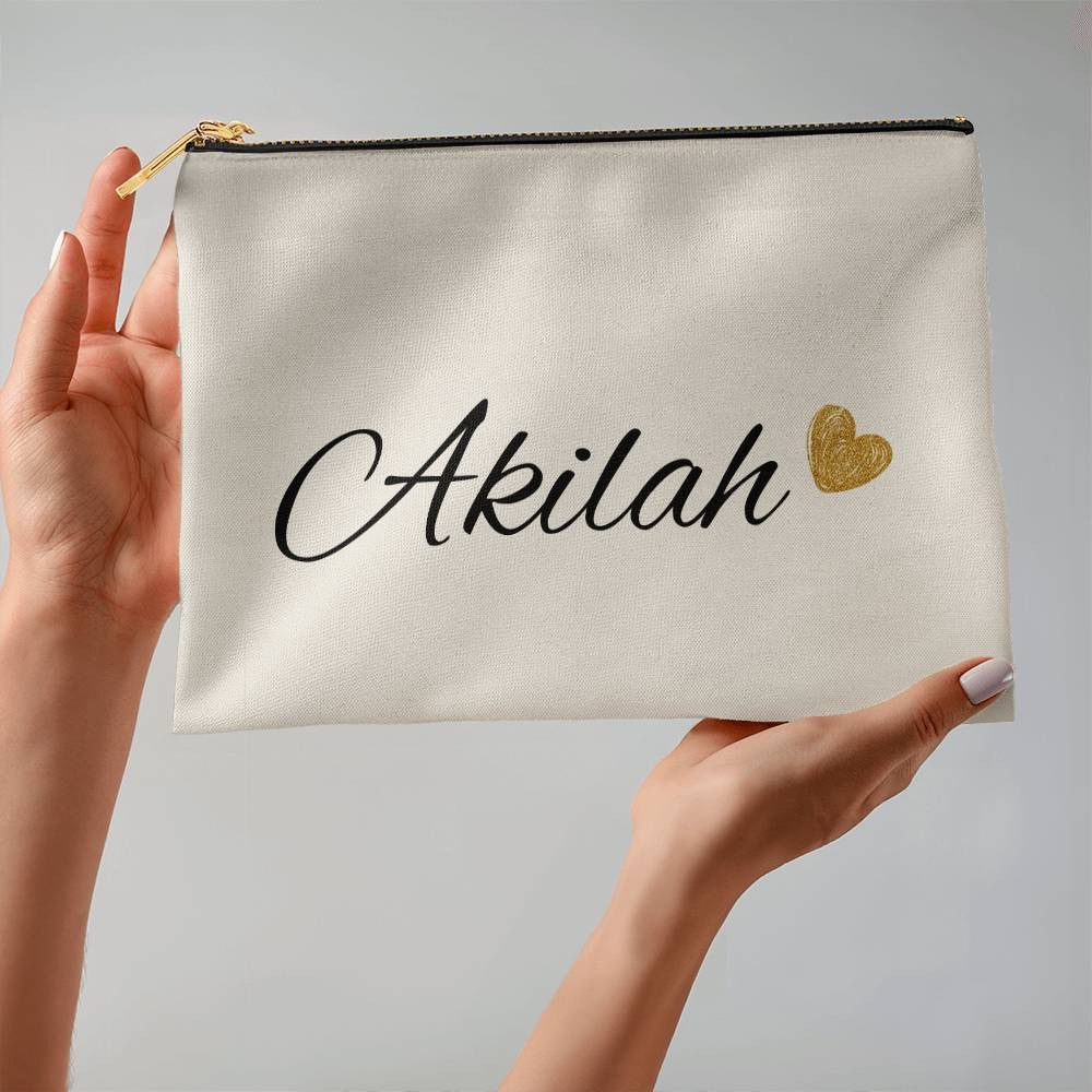 Personalized Large Gray Cosmetic Bag