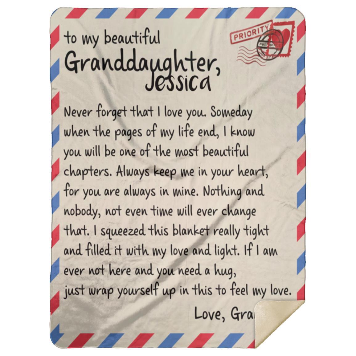 PERSONALIZED GRANDDAUGHTER I LOVE YOU  LETTER BLANKET