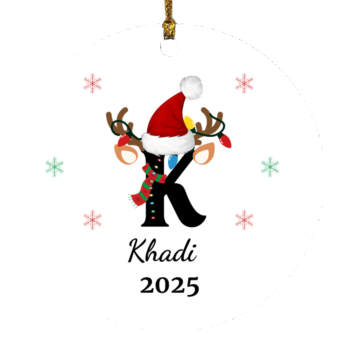 Personalized Initial Name Christmas Keepsake Ornament Gift