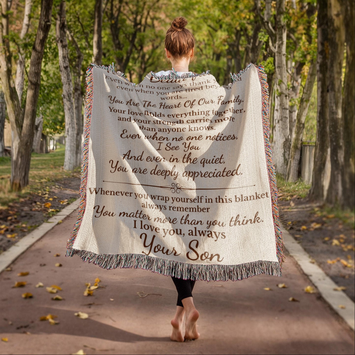 To My Beautiful Mom – Woven Blanket from Son | Gift for Mom | Luxury Heirloom Woven Blanket