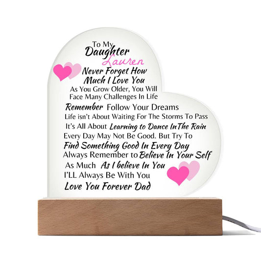 Personalized-To My Daughter -Love You Forever Heart Acrylic Plaque