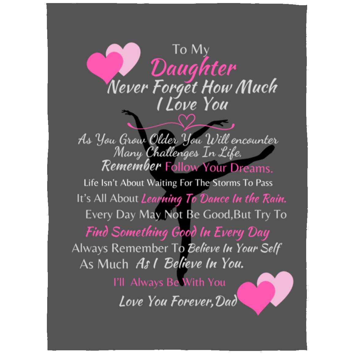 Daughter I Love You Fleece Blanket 60x80