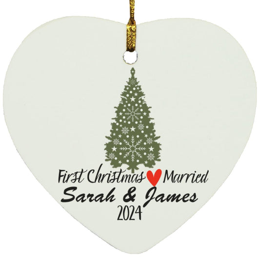 First Christmas Married Heart Ornament