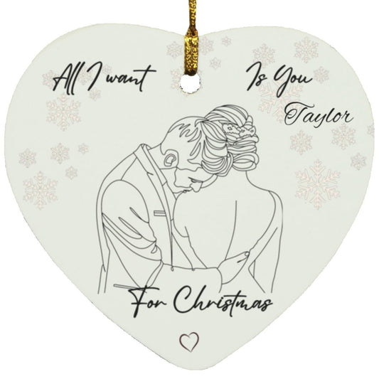 Personalized All I Want For Christmas Is You Heart Ornament