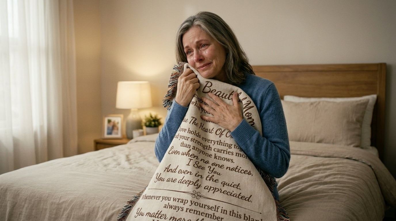 To My Beautiful Mom – Woven Blanket from Son | Gift for Mom | Luxury Heirloom Woven Blanket