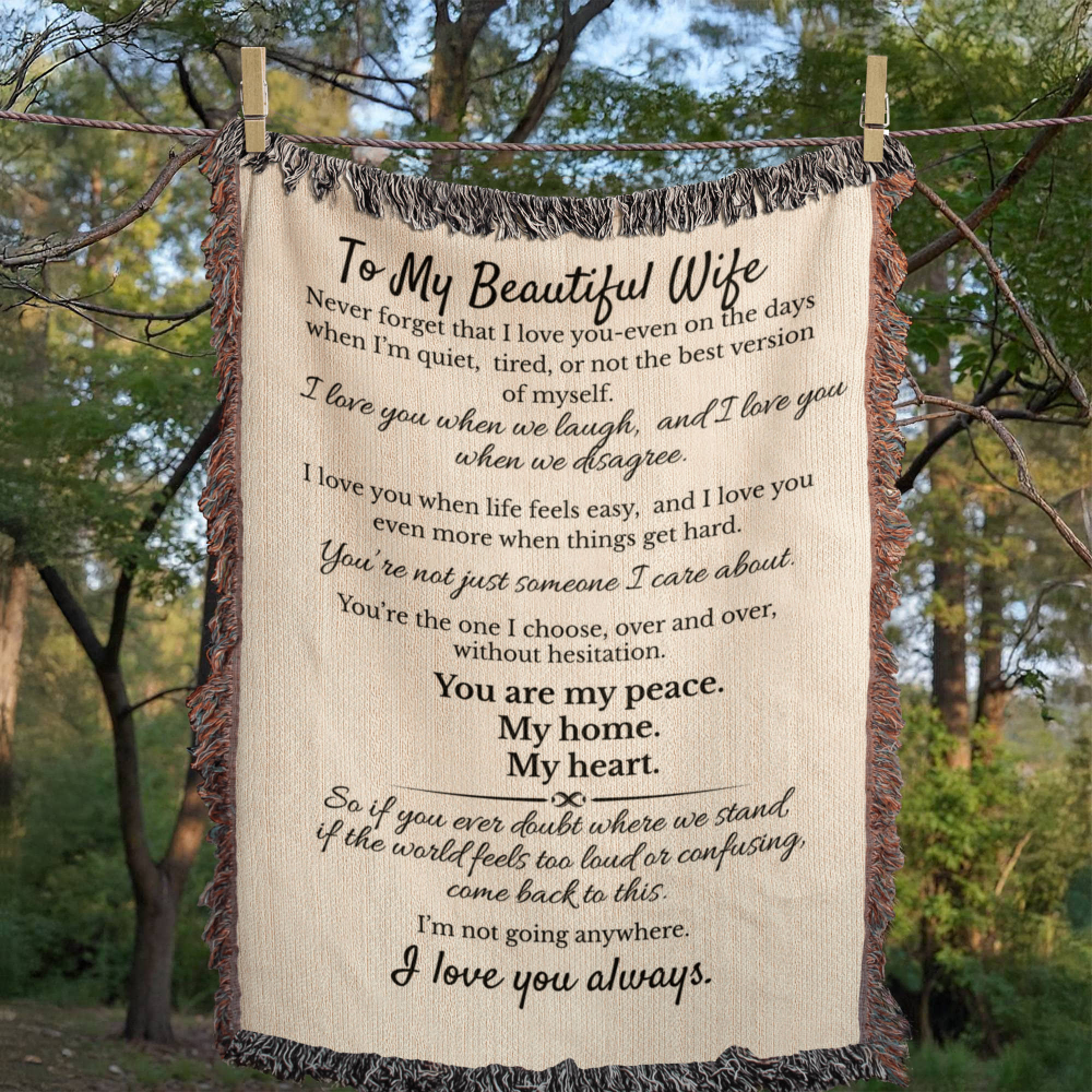 To My  Beautiful Wife Woven Heirloom Blanket- Keepsake Forever Love Letter
