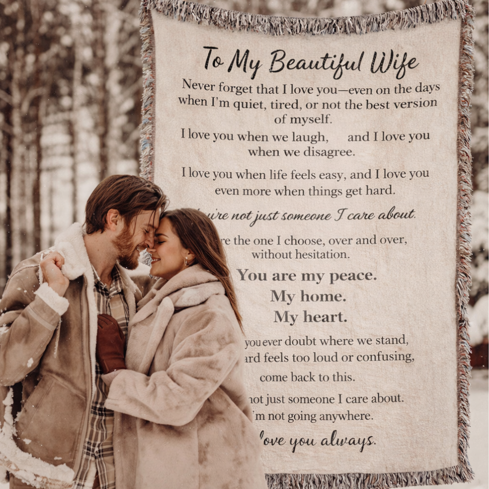 To My  Beautiful Wife Woven Heirloom Blanket- Keepsake Forever Love Letter