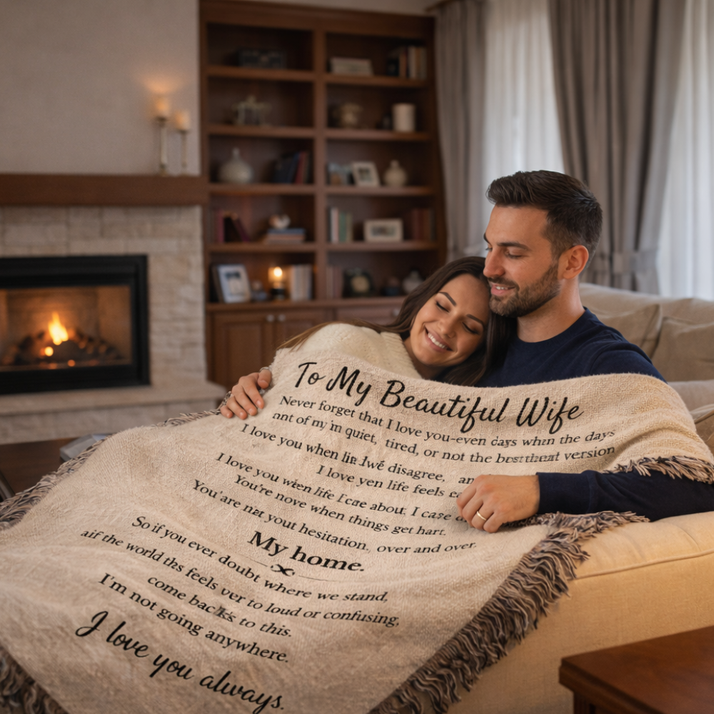 To My  Beautiful Wife Woven Heirloom Blanket- Keepsake Forever Love Letter