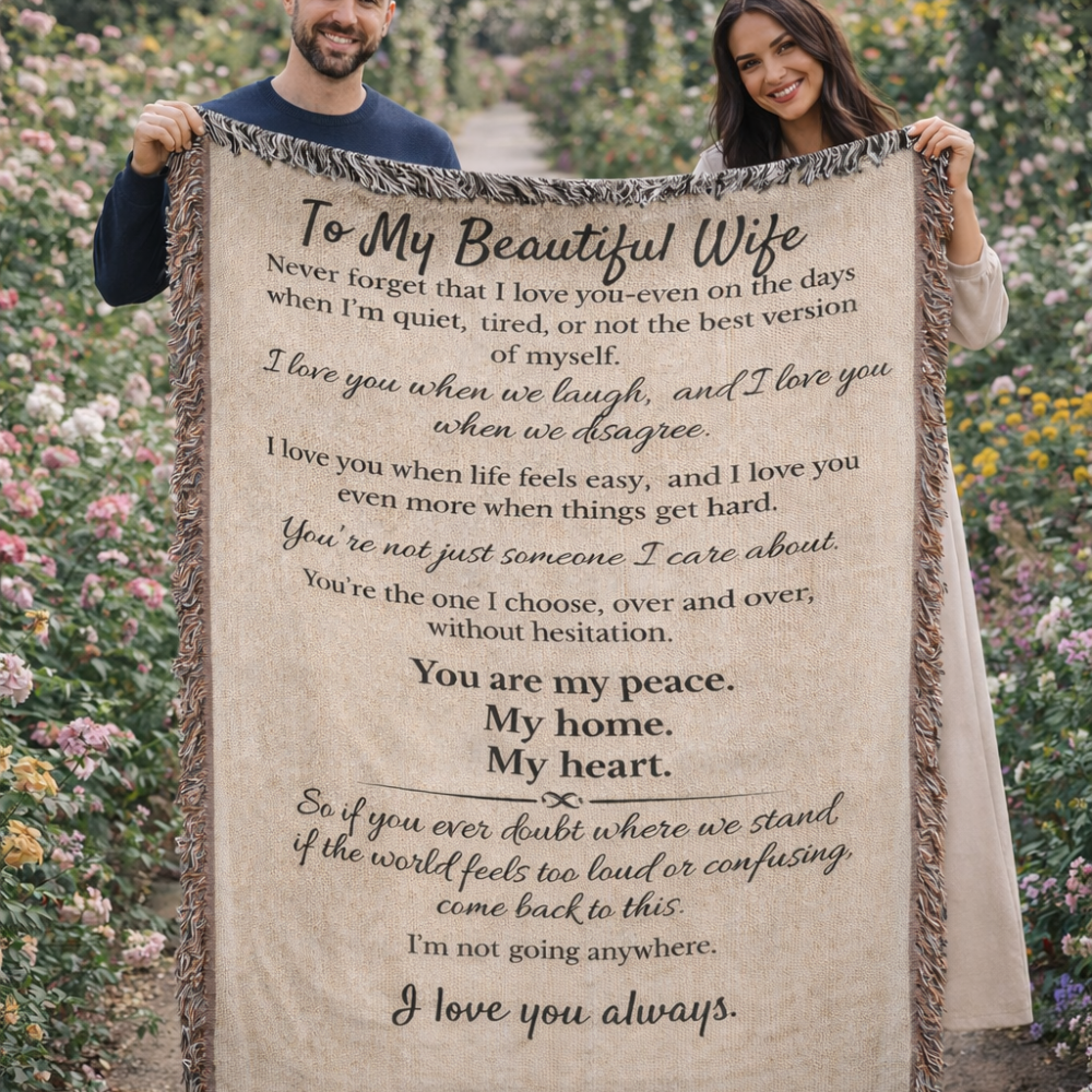 To My  Beautiful Wife Woven Heirloom Blanket- Keepsake Forever Love Letter