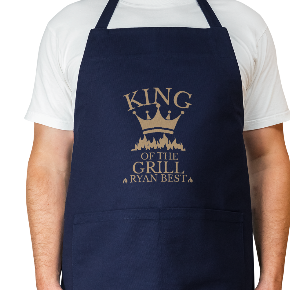 King of the Grill Personalized BBQ Apron – Custom Name Cooking Gift for Him