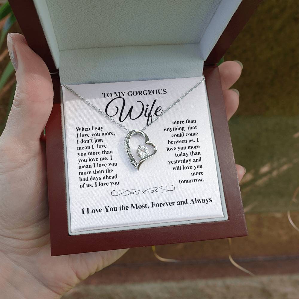 TO MY GORGEOUS WIFE I LOVE YOU  FOREVER HEART NECKLACE