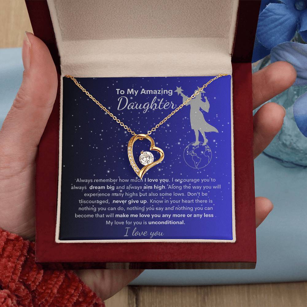 Daughter I Love You | Keep Reaching for the Stars|  Forever Heart Necklace