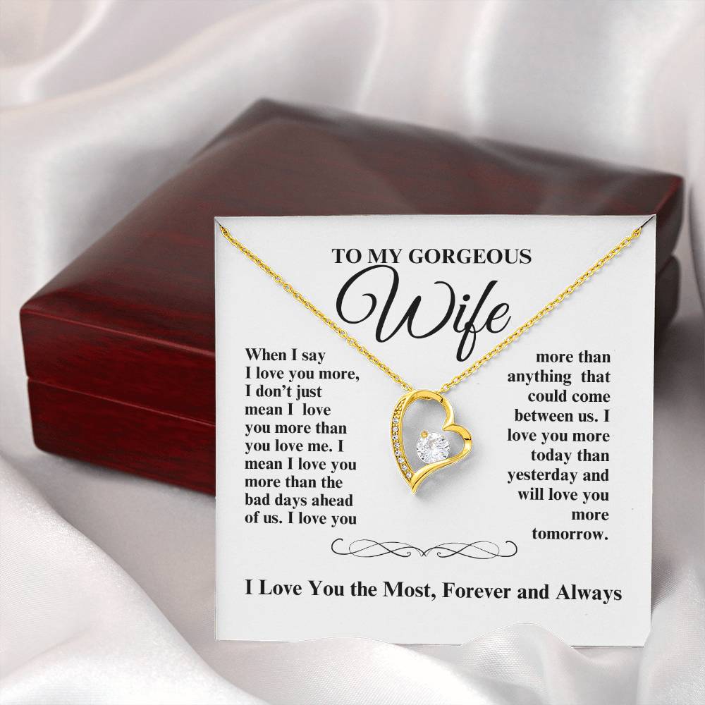 TO MY GORGEOUS WIFE I LOVE YOU  FOREVER HEART NECKLACE