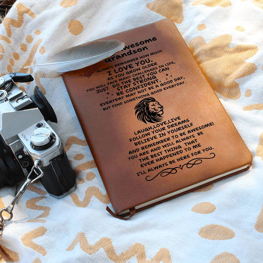 To My Awesome Grandson-Graduation Leather Journal