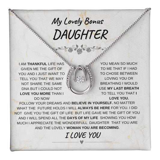 My Lovely Bonus Daughter-Lucky In Love Necklace