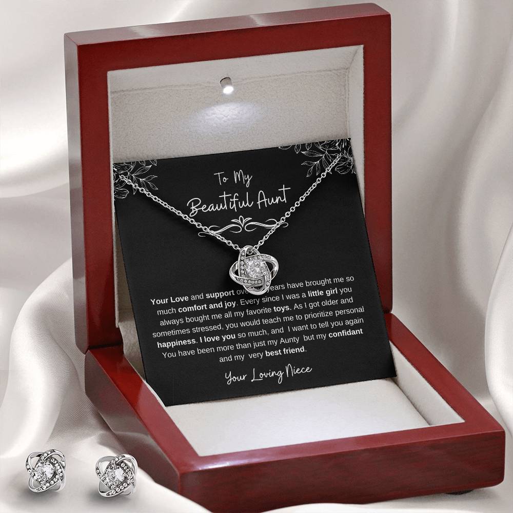To My Beautiful Aunt-Love Knot Necklace and Earring Set