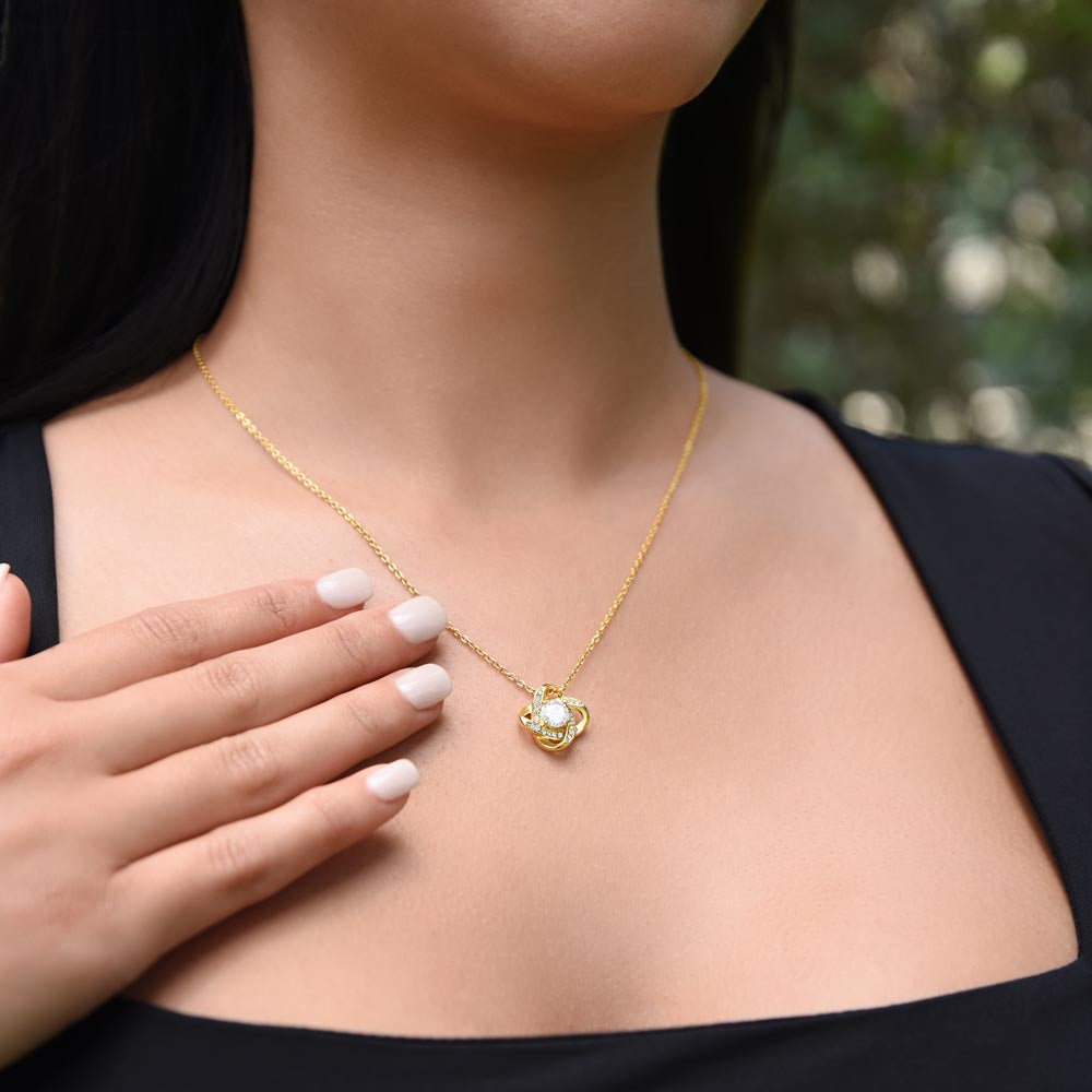 TO MY BEAUTIFUL WIFE" MY PRIDE AND JOY"  LOVE KNOT NECKLACE