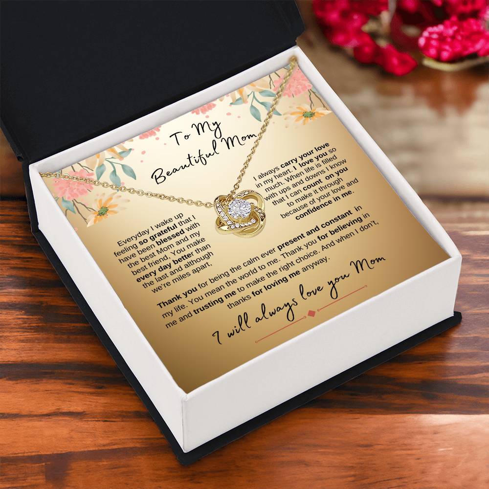 To My Beautiful Mom_ Beautiful Love Knot Gold