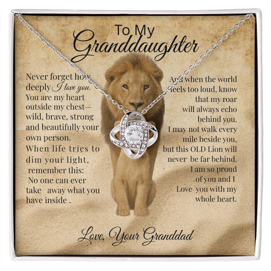To My Granddaughter – Lion Heart Necklace Gift from Dad