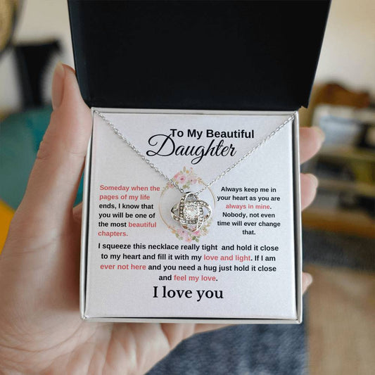To My Beautiful Daughter-Lovely Love Knot Necklace