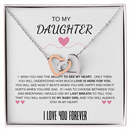 To My Daughter Forever In My Heart Interlocking Necklace